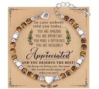 Daughter Bracelet, Granddaughter Gifts from Mom Grandma Bonus Mom Gifts Nature Stone Bead Bracelet Jewelry Birthday Gifts Sister Easter Gift Stocking Stuffers for Teens Women, Adjustable, Stainless