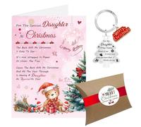 Daughter Christmas Card, Christmas Card Xmas Card from Mum Dad, Luxury Merry Christmas Cards Keyring Gifts for Girl with Gift Box Envelope (Daughter)