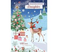 Daughter Christmas Card - Very Special Daughter - Reindeer and Christmas Tree - Artistic Festive Design - Special Finish - Made in the UK - Eco-Friendly