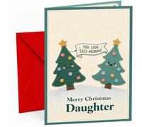 Daughter Christmas Card with Cute Trees Tree-mendous Banner