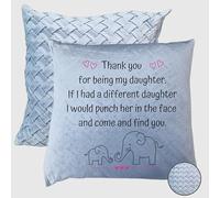 Daughter Cushion Gift, Thank you for being my Daughter Fun loving Message Birthday 45cm Soft Velvet weave