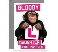 Daughter Driving Test Congratulations Card - Bloody L You Passed - Large A5 Size with Grey Envelope