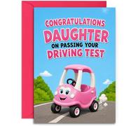 Daughter Driving Test Congratulations Card - Funny Kids Car Design - Congratulations on Passing Your Driving Test - Large A5 Card