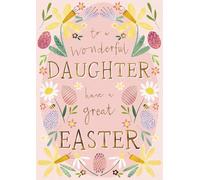 Daughter Easter Card Pretty Floral Design - Gold Foiled Cute Greeting Card