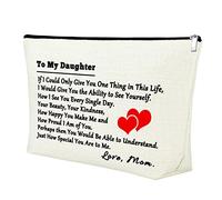 Daughter Gift from Mom Dad to My Daughter Birthday 25X17CM Makeup Bag Gift for Teen Girls Wedding Graduation Bridal Shower Gift for Adult Daughter Makeup Travel Pouch