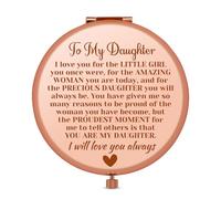 Daughter Gifts for Birthday Folding Makeup Mirror for Her Daughter Birthday Gifts from Mom and Dad Christmas Graduation Wedding Gifts for Daughters Stepdaughter Compact Makeup Mirror for Women