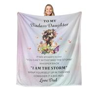 Daughter Gifts from Dad, to My Badass Daughters Blanket, Birthday Gifts for Daughter, College Dorm Essentials for Girls, Back to School Supplies, Soft Flannel Throw Blankets for Couch, 50"x60"