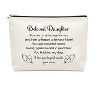 Daughter Gifts from Mom Makeup Bag Birthday Gifts for Daughter Adult Inspirational Daughters Gift from Mum Funny Wedding Mothers Day Christmas Graduation Gift for Daughters Cosmetic Bag Pouch