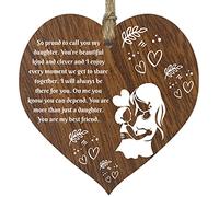Daughter Gifts, Proud of You Hanging Wooden Heart Sign Plaque, Birthday Mother and Daughter Gifts - Dark Wood Hearts Signs, Special Love Handmade Presents Decorations Mum Dad