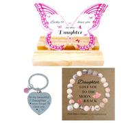Daughter Gifts - Thoughtful Daughter Birthday Gifts, Gifts for Daughter, Gifts for Daughters Adult, Meaningful Gift for Daughter with Butterfly Decor (Pink, Daughter)