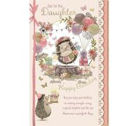 DAUGHTER hand made Birthday Card Hedgehog Celebrating