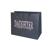 Daughter Happy Birthday Gift Bag - Holographic Glitter Gift Bag with Rope Handles and Tissue Paper - Birthday Ideas Daughter (Large)
