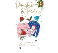 Daughter & Her Partner Embellished Christmas Card Hand-Finished Champagne Cards XCDC430