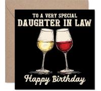 Daughter in Law Birthday Card - Bday Wine - Happy Birthday Card for Daughter in Law from Father Dad Mother Mum, 145mm Wine Greeting Cards