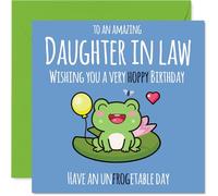Daughter in Law Birthday Card - Cute Frog - Happy Birthday Card for Daughter in Law from Father Dad Mother Mum, 145mm Bday Greeting Cards