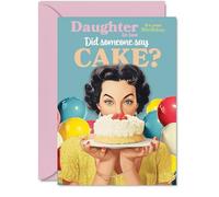 Daughter in Law Birthday Card - Did Somesone Say CAKE? - Happy Birthday Card for Daughter in Law from Father Dad Mother Mum, 5x7 Inch Vintage Party Style Bday Greeting Cards