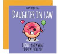 Daughter in Law Birthday Card - Donut What I'd Do - Happy Birthday Card for Daughter in Law from Father Dad Mother Mum, 145mm cute donut Bday Greeting Cards