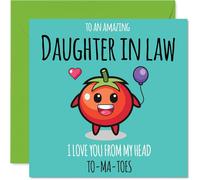 Daughter in Law Birthday Card - From My Head TO-MA-TOES - Happy Birthday Card for Daughter in Law from Father Dad Mother Mum, 145mm cute tomato Bday Greeting Cards