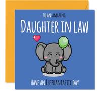 Daughter in Law Birthday Card - Have An Elephantastic Day - Happy Birthday Card for Daughter in Law from Father Dad Mother Mum, 145mm cute elephant Bday Greeting Cards