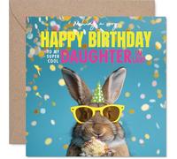Daughter in Law Birthday Card - Hoppy Cake - Happy Birthday Card for Daughter in Law from Father Dad Mother Mum, 145mm cute bunny Bday Greeting Cards