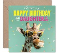 Daughter in Law Birthday Card - Neck-stravagant Day - Happy Birthday Card for Daughter in Law from Father Dad Mother Mum, 145mm funny giraffe Bday Greeting Cards