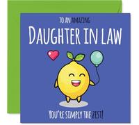 Daughter in Law Birthday Card - Simply The Zest - Happy Birthday Card for Daughter in Law from Father Dad Mother Mum, 145mm cute lemon Bday Greeting Cards
