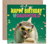 Daughter in Law Birthday Card - Spike-tacular Cake - Happy Birthday Card for Daughter in Law from Father Dad Mother Mum, 145mm funny hedgehog Bday Greeting Cards