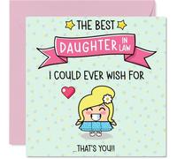Daughter in Law Birthday Card - The Best I Could Ever Wish For - Happy Birthday Card for Daughter in Law from Father Dad Mother Mum, 145mm Cute Bday Greeting Cards