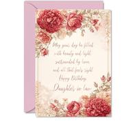 Daughter in Law Birthday Card - Vintage Peonies - Happy Birthday Card for Daughter in Law from Father Dad Mother Mum, A5 Classic and Timeless Bday Greeting Cards