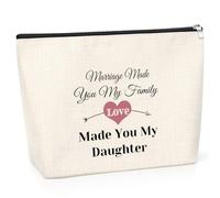 Daughter in Law Gifts for Wedding Cosmetic Bag to My Daughter in Law Makeup Travel Pouch Daughter in Law Gifts from Mother in Law Wedding Day Gift Bride Shower Presents Stepdaughter Gifts