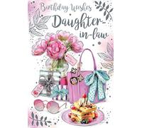 Daughter In Law Handbag & Waffles 9" x 6" Happy Birthday Card