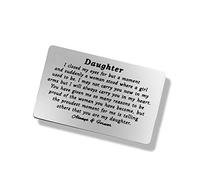 Daughter Inspirational Gift from Mum Dad, Engraved Wallet Insert Card for Daughter Graduation Birthday Gifts Christmas Wedding Card Gifts for Daughter, Proud of Daughter Gifts