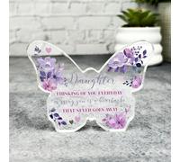 Daughter Miss You Memorial Purple Butterfly Plaque Sympathy Keepsake Gift - Gift, Custom Present, Trinket, Keepsake Ornament, Acrylic Plaque, Home Decor Gift, Small, Unique Present
