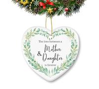 Daughter Mom Christmas Ornament Ceramic Heart-Shaped Xmas Holiday Party Tree Decorations for Mother，The Love is Forever