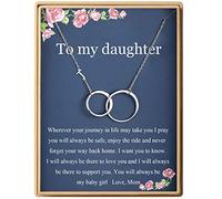 Daughter Necklace S925 Sterling Silver Initial Two Interlocking Infinity Double Circles Letters T Alphabet Necklace to My Daughter Gifts for Women Girl