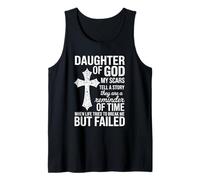 Daughter of God Scars Tell A Story Christian Cross Tank Top