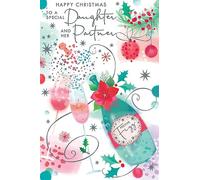 Daughter & Partner Christmas Card Modern Champagne 9" x 6" Lovely Verse