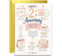 Daughter & Son-in-Law 2nd Anniversary Card - Cotton Anniversary | Large A5 cotton anniversary card with cute sewing artwork, loving verse and gold envelope; celebrates 730 days together