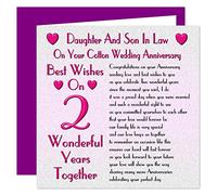 Daughter & Son In Law 2nd Wedding Anniversary Card - On Your Cotton Anniversary - 2 Years - Sentimental Verse