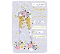 Daughter & Son in law Anniversary Card Champagne Foil Finish Lovely Verse