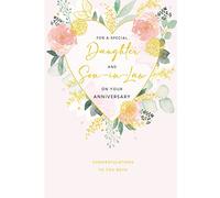 Daughter & Son in law Anniversary Card Heart Foil Finish Lovely Verse