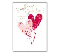 Daughter & Son-in-Law Anniversary Card - Love Heart Balloons - Special Finish - Made in the UK - Eco-Friendly