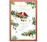 Daughter & Son in law Christmas Card - Festive Snow Scene - Size: 23cm x 15.5cm (9" x6") A