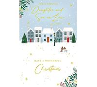 Daughter & Son in Law Christmas Card Modern Houses 9" x 6" Lovely Verse