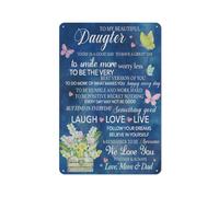Daughter to My Beautiful Daughter Inspirational Quote Retro Wall Poster Art Decor Metal Tin Sign Garage Bar Courtyard Decor 8X12Inch
