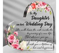 Daughter Wedding Gift from Mom Dad Bride Gifts for Wedding Day for Mother of the Bride Keepsake to My Daughter on Her Acrylic Heart
