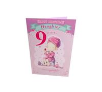 Daughter's 9th Birthday Card - 9 Today Girl In Robe Painting Her Nails 9" x 6"