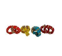 DAUJI ENTERPRISES| Deity Adjustable Kangan | Bangles | Kade set | Multicolor Pearl Beads with Gold Accents | Ideal for Krishna,Radha,Mata Rani & Idols 4-8" | Laddu Gopal Ji(No. 5-8)(Set of 4), For 4