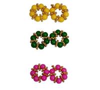 DAUJI ENTERPRISES| Deity Kangan Bangles Set, Multicolour Pearl with Gold Accents | Ideal for Krishna,Radha,Mata Rani & Idols 4-8 inches in height | Laddu Gopal Ji in No. 0-5 (Set of 3), For 4 To 8