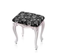Daulesho 2 Pcs Black Gothic Skull Bar Stool Chair Covers, Soft Day of The Dead Stool Covers Rectangular Backless Halloween Counter Height Bar Stools Slipcovers